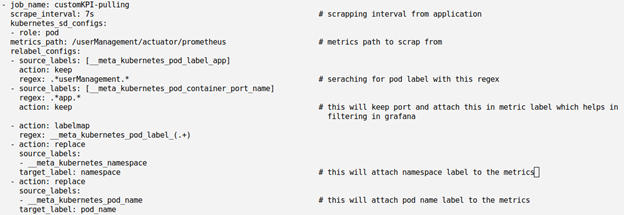 Prometheus metrics scrapping configuration