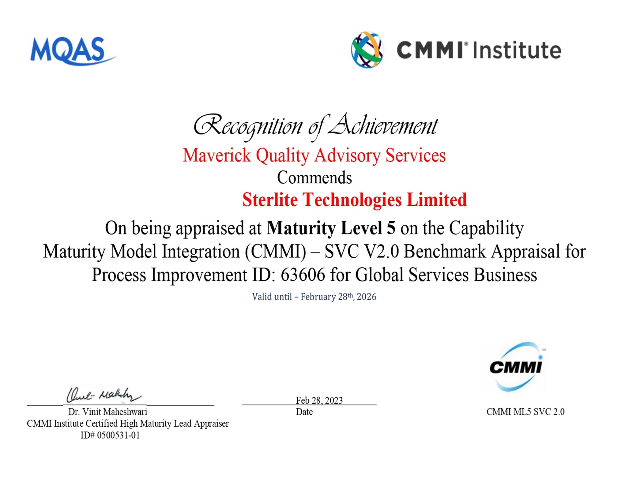 MQAS Certificate